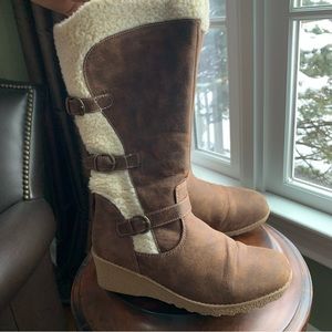 Baretraps Girls Winter Cold Weather Stylish Tall Brown Wedge Boots Sz 2.5
